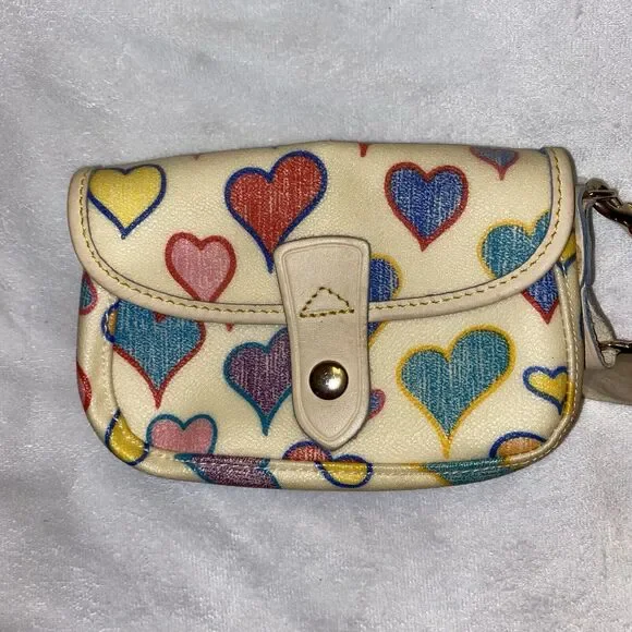 Vintage Hearts Dooney And Bourke Wristlet Wallet Pouch - Picture 3 of 12